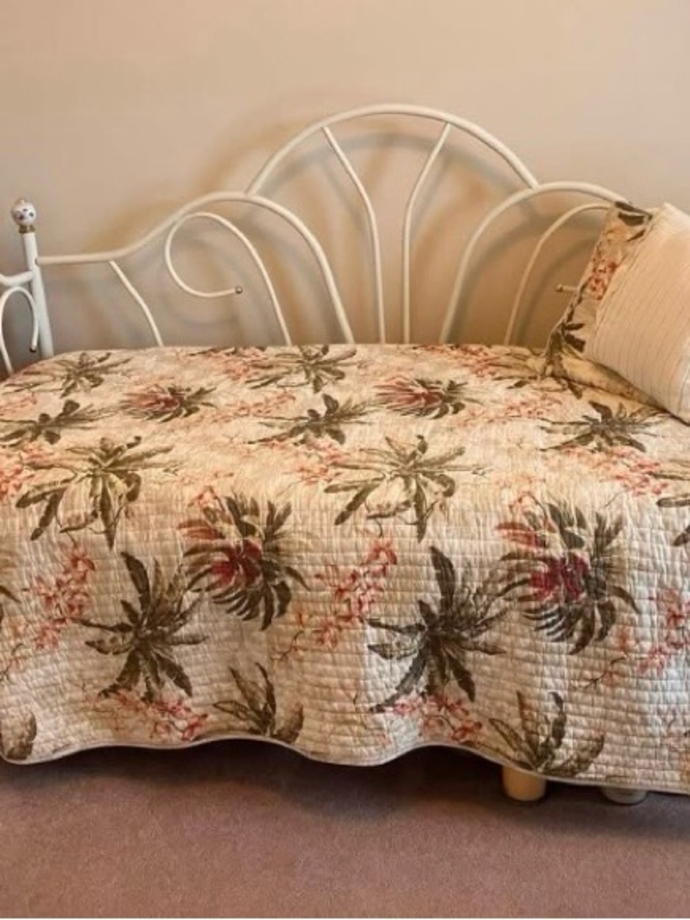 Tommy Bahama Floral Quilted Daybed Coverlet in Cream, Olive & Pink